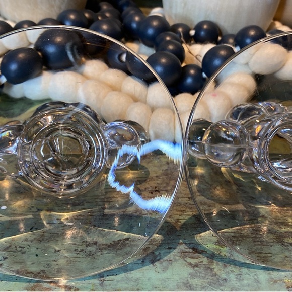 Antique Art Deco Bubble & Tulip Glass Candlestick set of 2 - Picture 6 of 8